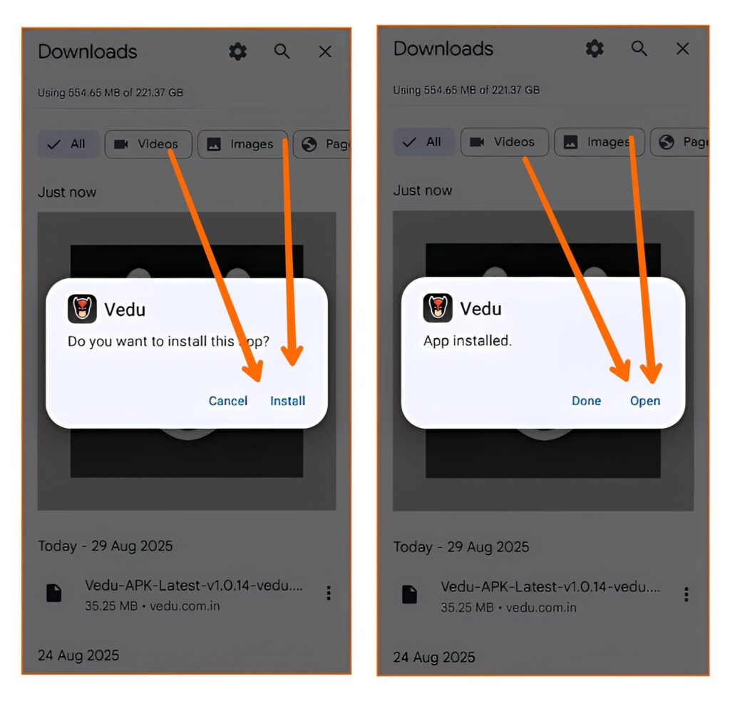 Vedu App Install And Open 