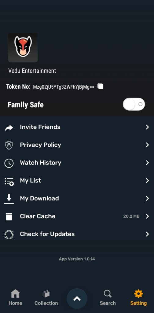 Vedu App Profile Dasboard